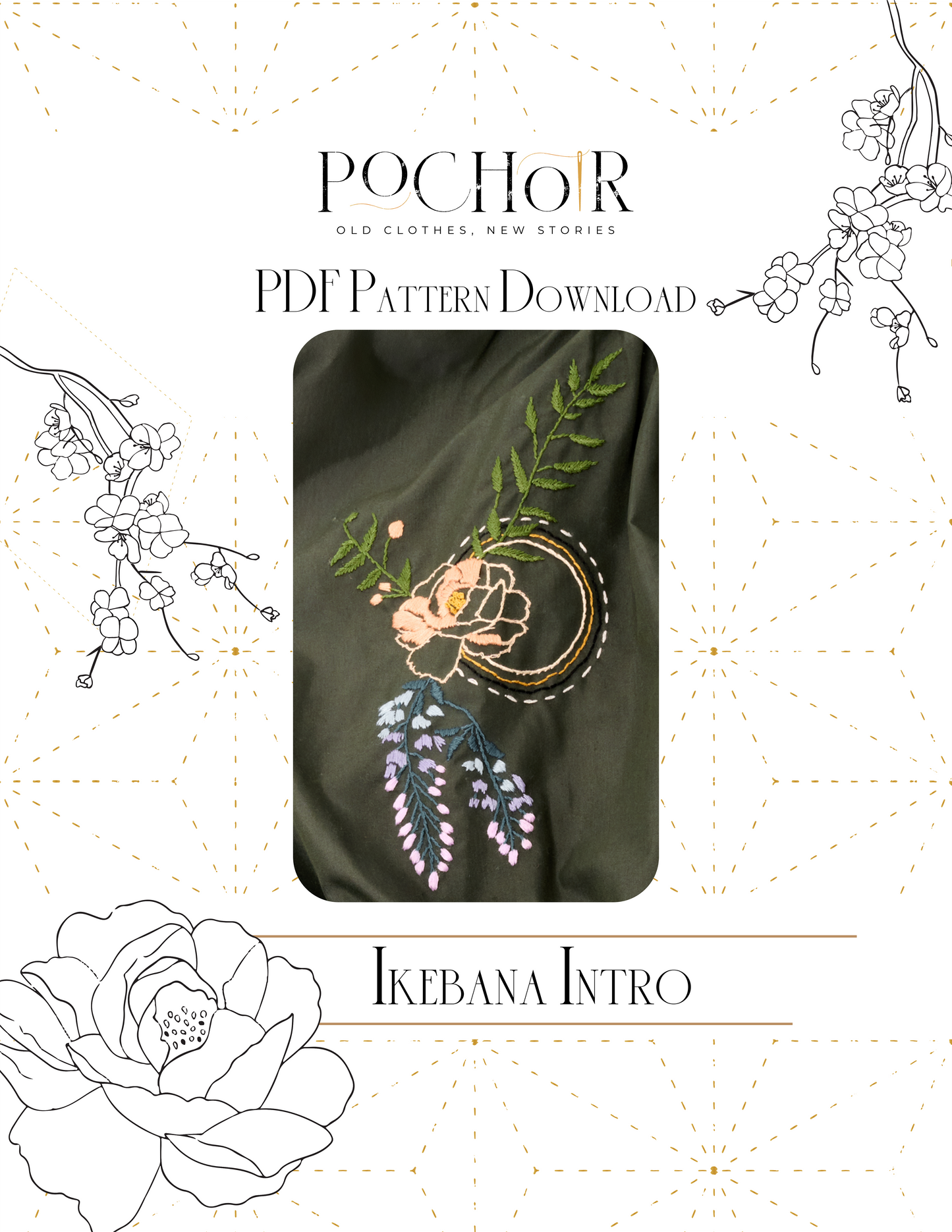 Ikebana Learn Embroidery Upcycling PDF Pattern Download